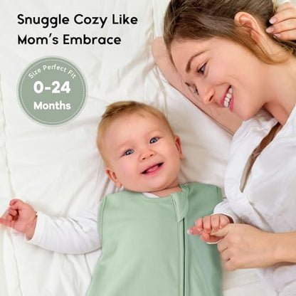 Yoofoss Baby Sleep Sack 6-12 Months TOG 1.0 Baby Wearable Blanket, 2 Pack 100% Organic Cotton Infant Toddler Sleeping Sack 2-Way Zipper Lightweight Sleep Sack