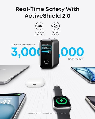 Anker Laptop Charger, 140W MAX USB C Charger, 4-Port Multi-Device Fast Charging, Advanced GaN Power Adapter, Intuitive Touch Controls, for MacBook, iPhone 16 Series, Samsung Galaxy, Pixel, and More
