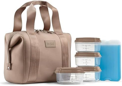 Fit & Fresh Neoprene Like Lunch Bag For Women, Insulated Womens Lunch Bag For Work, Tear & Stain Resistant Large Lunch Box With Containers and Ice, Machine Washable Remi Lunch Bag, Taupe