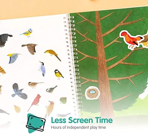 Cupkin Bird Sticker Book Activity for Kids, Toddler Airplane Travel Essentials, 500+ Parrot Stickers + 12 Scenes + 12 Coloring Book Pages, Bird Lover Kids Gift, Kid Crafts for Ages 2-8