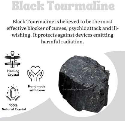 Amazing Gemstone Black Tourmaline Crystals Rough Stone in Bulk, 1lb Large Pieces Turmalina Negra Piedra Originales, Large Black Tourmaline Crystal Healing Stones for Protection