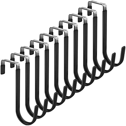 FYY Over The Door Hooks, 10 Pack Door Hangers Hooks with Rubber Prevent Scratches Heavy Duty Organizer Hooks for Living Room, Bathroom, Bedroom Hanging Clothes, Towels, Hats, Coats, Bags Black