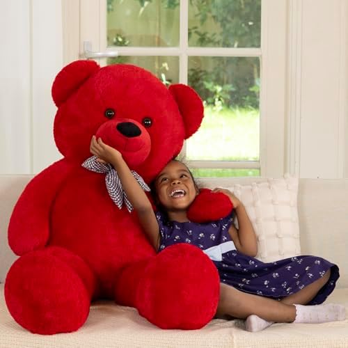 MaoGoLan Big Teddy Bear 55 inches,Life Size Big Plush Stuffed Animal,Adorable and Soft Red Teddy Bear Gift for Christmas,Valentines,Birthday,or Long Distance