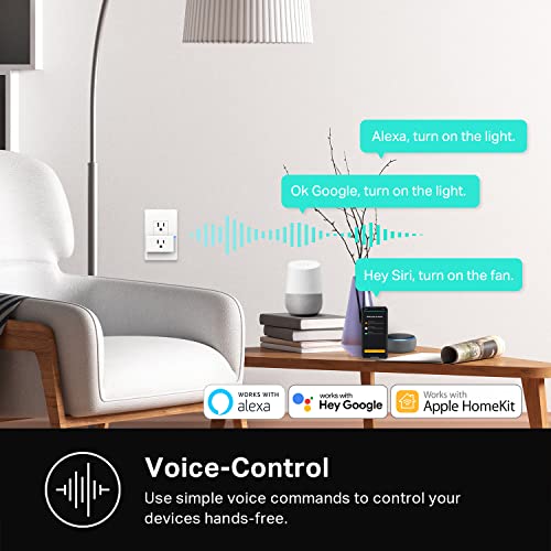 Kasa Smart Plug Mini 15A, Apple HomeKit Supported, Smart Outlet Works with Siri, Alexa & Google Home, UL Certified, App Control, Scheduling, Timer, 2.4G WiFi Only, 4 Count (Pack of 1) (EP25P4), White