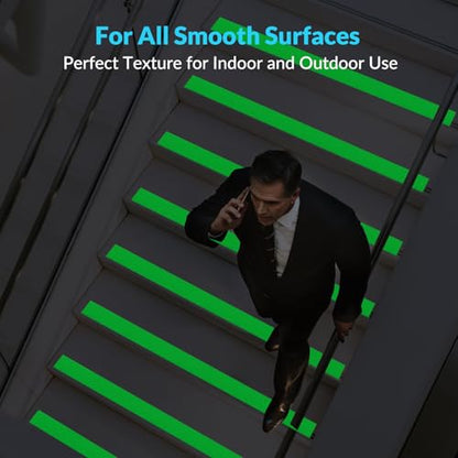 LifeGrip Anti Slip Traction Tape with Glow in Dark Green, 2 Inch x 38 Feet - Best Grip, Friction, Abrasive Adhesive for Stairs, Tread Step, Indoor and Outdoor, Luminous Green (2 inch X 38 feet)