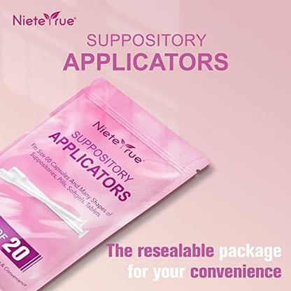 (60 Counts) Nieteyrue Suppository Applicator for Women Fit to Size 00 Cap-sules Soft Tip Auxiliary Tool for Pills Feminine Care Tablet Applicators Individually Wrapped