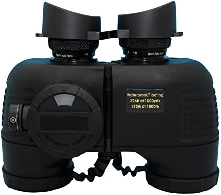 Hooway 7x50 HD Waterproof Military Marine Binoculars w/Internal Rangefinder & Compass for,Bird Watching,Boating and More(Black)