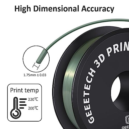 Geeetech Silk PLA Filament 1.75mm for 3D Printer, Dark Green Metal-Like Shiny PLA Filament 1kg (2.2lbs) Spool, Dimensional Accuracy +/- 0.02 mm,Metallic Silk Bronze