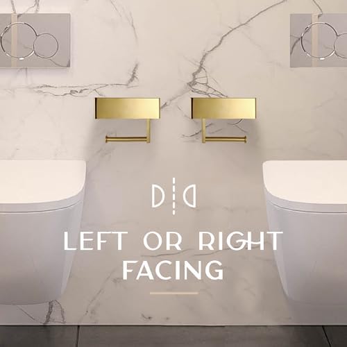 Day Moon™ Brushed Gold Toilet Paper Holder with Shelf, Wipe Holder for Bathroom Flushable Wipes Dispenser, Toilet Paper and Wipes Holder, Toilet Paper Holder with Storage