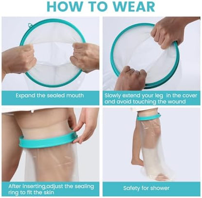 Cast Covers for Shower Leg, Waterproof Cast Cover for Showering, Cast Protector for Shower Leg Adult, Shower Boots for Foot After Surgery, Knee, Ankle, Foot (Diameter - 9.8") Extra Large