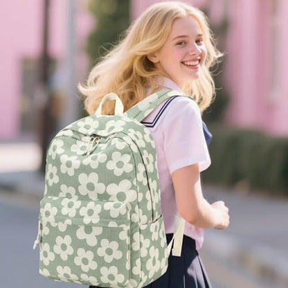 School Backpack for Teen Girls Bookbags Elementary High School Corduroy Laptop Bags Women Travel Daypacks