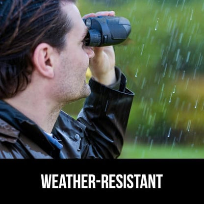 GORILLA GRIP 10x25 Compact Binoculars for Adults with Strap, Superior High Powered Clear 10X Magnification, Lightweight, Bird Watching, Hunting, Stargazing, Adjustable Eye Cups, Black