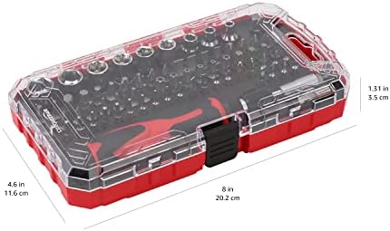 Amazon Basics Magnetic Ratcheting Wrench and Electronics Precision Screwdriver Set, 73 count (Pack of 1), Black/Red/Silver