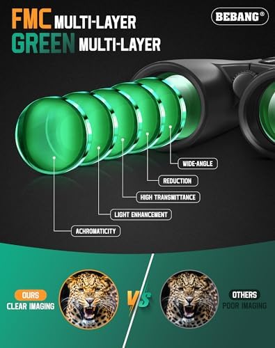 BEBANG Binoculars for Adults 10x42 High Powered Waterproof Binoculars for Bird Watching, Hunting, Travel, Stargazing, Sports, Wildlife, Bright and Clear Range of View