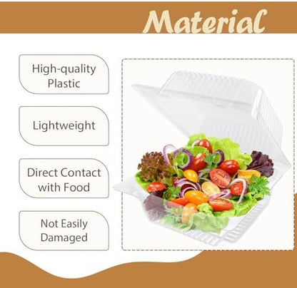 300 Pcs Clear Plastic Take out Containers,Square Hinged Takeout Tray,Disposable Fancy Clamshell Food Boxes with Lids for Cakes,Dessert,Salads,Sandwiches,Cookies,Pasta,5.3x4.7x2.8 Inch
