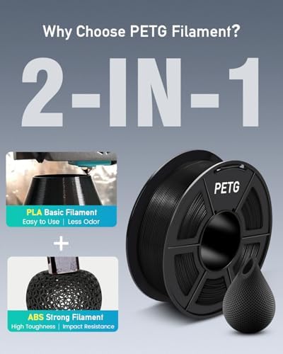 SUNLU 3D Printer Filament PETG Filament 1.75mm, Less Stringing Good Layer Adhesion High Toughness, PETG Filament 1.75 ±0.02mm, 1kg Spool(2.2lbs), Silver