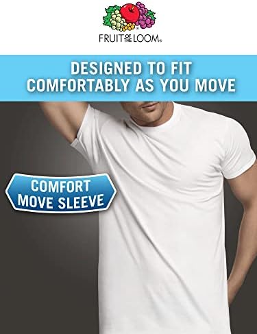 Fruit of the Loom Men's Undershirts, Moisture Wicking & Tag Free, Short Sleeve Crew T-Shirts