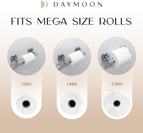Day Moon™ Brushed Nickel Toilet Paper Holder - Wall Mount Modern Roll Holder for Bathroom