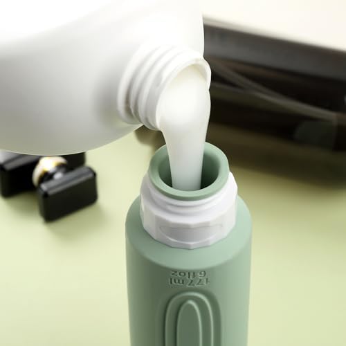 Travel Bottles for Toiletries, Large 6oz Oversize Containers, BPA Free Leak Proof Tubs Refillable Liquid Traveler Accessories with Toiletry Bag for Cometic Shampoo and Lotion Soap (4 Pack)