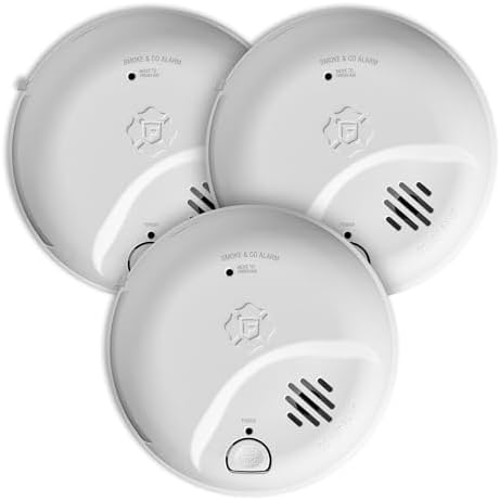 First Alert SMICO100-AC Interconnect Hardwire Combination Smoke & Carbon Monoxide Alarm with Battery Backup - 3 Pack