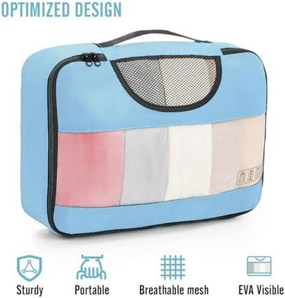 Veken 8 Set Packing Cubes for Travel Essentials, Suitcase Organizer Bags in 4 Sizes, Carry-On Luggage Accessories with Large Laundry & Hanging Toiletry Bag, Must-Have for Airplane, Road Trip & Camping