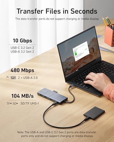 Anker USB C Hub, 11-in-1 Docking Station Dual Monitor, 10 Gbps USB-C and USB-A Data Ports, 4K HDMI and DisplayPort, 85W Power Delivery, 2 Data Ports, Ethernet, for XPS