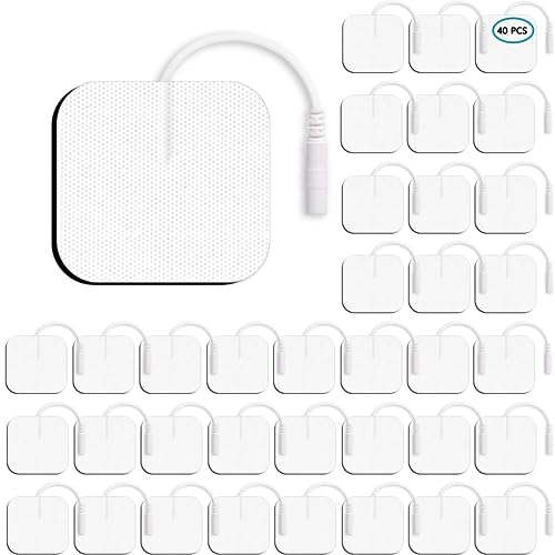 Tens Unit Electrode Pads 40Pcs, Reusable TENS Unit Pads with Upgraded Self-Adhesion, Replacement Pads Compatible with TENS 7000, AUVON TENS, Etekcity Tens Machine, Nicwell Care Tens (40 Value Pack)