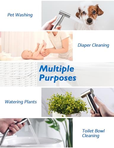 Handheld Bidet Sprayer for Toilet, Jet Sprayer for Toilet Muslim Shower, Adjustable Cloth Diaper Sprayer Bidets for Attachment Toilet with Bidet Hose for Feminine Wash