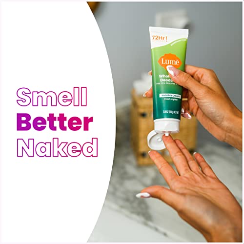 Lume Whole Body Deodorant - Invisible Cream Tube - 72 Hour Odor Control - Aluminum Free, Baking Soda Free, Skin Safe - 3.0 ounce (Pack of 2) (Fresh Alpine)