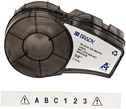Brady Authentic (M21-375-595-WT) All-Weather Vinyl Label for Indoor/Outdoor ID, Lab and Equipment Labeling, Black on White- For M210, M210-LAB, M211, BMP21-PLUS and BMP21-LAB Printers, .375" 21' L
