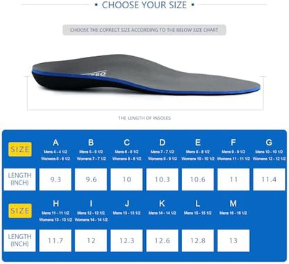 Plantar Fasciitis Feet Insoles Arch Supports Orthotics Inserts Relieve Flat Feet, High Arch (Mens 16-16 1/2)