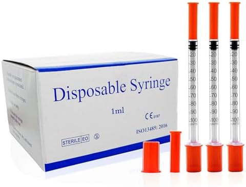 U-100 1cc 30g 5/16 In (8mm) Syringe with Needle, Individually Wrapped, Pack of 100