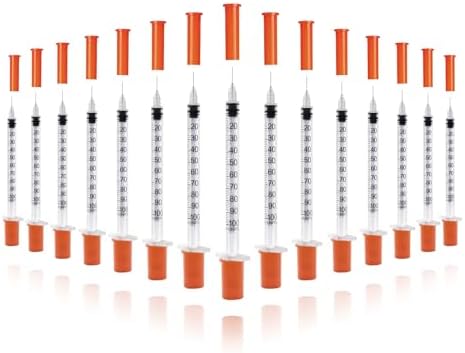 U-100 Syringes with Needle - 30G 5/16" (8mm) 1ml/cc Disposable Syringe, Individual Wrapped, 100PACK