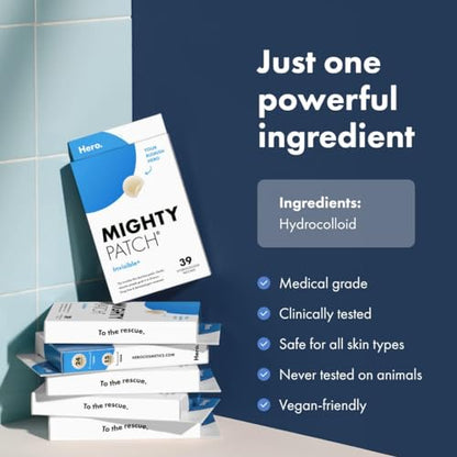 Mighty Patch™ Invisible+ Patch - Daytime Hydrocolloid Acne Pimple Patches for Covering Zits and Blemishes, Ultra Thin Spot Stickers for Face and Skin (24 Medium and 15 Small Patches)