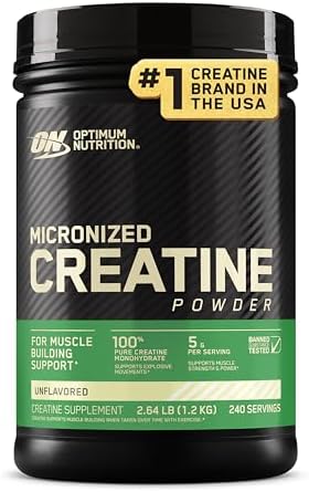 Optimum Nutrition Micronized Creatine Monohydrate Powder, Unflavored, 240 Servings, 1200 Grams (Packaging May Vary)