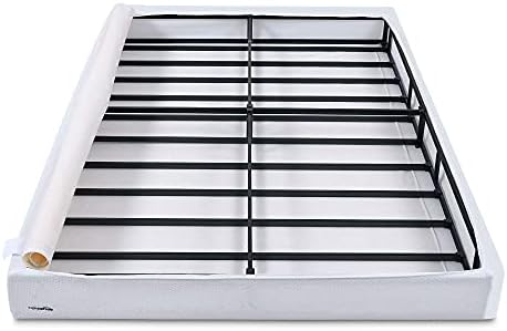 Amazon Basics Smart Box Spring Bed Base, 5-Inch Height Mattress Foundation, Tool-Free Easy Assembly, Queen, 79"L x 59.5"W x 5"H, White