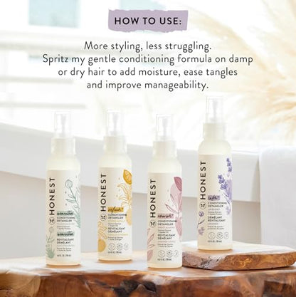 The Honest Company Conditioning Hair Detangler 3-Pack | Leave-in Conditioner + Fortifying Spray | Tear-free, Cruelty-Free, Hypoallergenic | Almond Nourishing, 4 fl oz each (pack of 3)