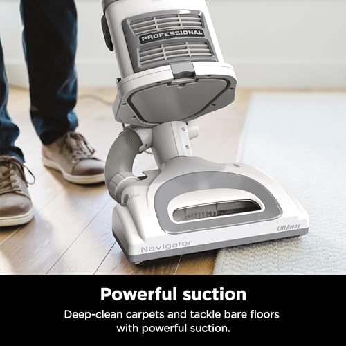 Shark | Upright Vacuum Cleaner | Navigator Lift-Away | Swivel Steering | HEPA Filter | Vacuum for Pet Hair | Crevice Tool & Dusting Brush Included | For Carpets & Hard Floors | White/Silver | NV356E