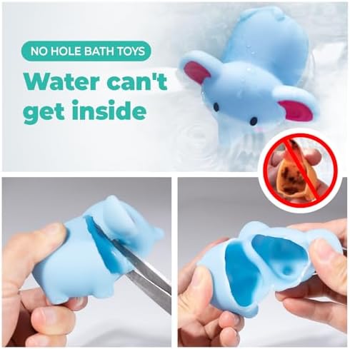 Hely Cancy Infant Bath Toys for 18 Months - No Hole Animal Bathtub Toys, Baby Bath Tub Toys