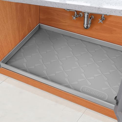 SIKADEER 34" x 22" Under Sink Mat Waterproof, Silicone Mat Kitchen Drawer Shelf and Cabinet Liner, Sink Protector for Kitchen Organizers and Storage, Boot Tray Pet Food Mats