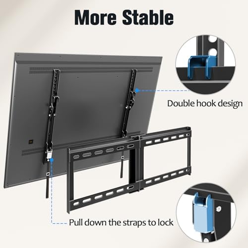 Mounting Dream UL Listed TV Mount for Most 37-75 Inch TV, Universal Tilt TV Wall Mount Fit 16", 18", 24" Stud with Loading Capacity 132lbs, Max Vesa 600 x 400mm, Low Profile Flat Wall Mount Bracket