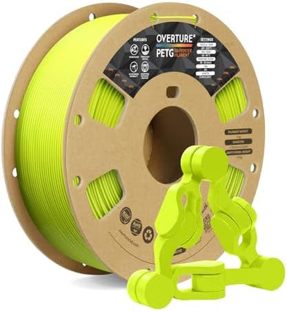 OVERTURE PETG 3D Printer Filament 1.75mm, Neatly Wound Durable PETG 1kg Spool (2.2lbs), Strong Toughness Filament, Dimensional Accuracy +/- 0.02mm, Fit Most FDM Printers (Grass Green)