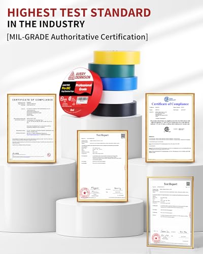 Electrical Tape, 10 Rolls Professional Grade PVC Electric Tape, UL/CSA Listed ¾ in x 66 ft Insulating Vinyl Tape for Electrical, Repairs, Automotive and Equipment, Pro-36C, Yellow