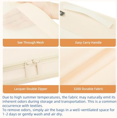 BAGAIL 4 Set/6 Set/8 Set Compression Packing Cubes Travel Accessories Expandable Packing Organizers (Square Mesh, 06-Beige)