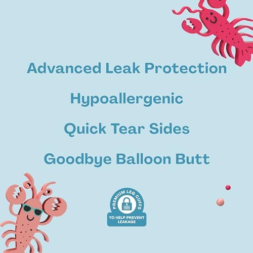 Hello Bello Premium Swim Diapers - Size L (32-40 lbs), Cute Extra-Bright Lobster Designs, 17 Count Jumbo Pack