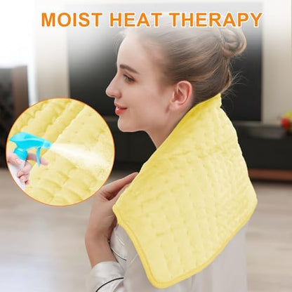 Heating Pad-Electric Heating Pads for Back,Neck,Abdomen,Moist Heated Pad for Shoulder,Knee,Hot Pad for Arms and Legs,Dry&Moist Heat & Auto Shut Off(BabyYellow, 12''×24'')