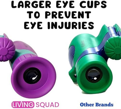 Kids Binoculars 8x21 Purple- Girls Age 3-12, Shock Proof Compact Binoculars Child Set- Neck Strap, Compass, Carabiner, Case, High-Resolution Bird Watching Optics Child Gift CampingToy Travel
