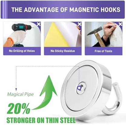 Neosmuk Magnetic Hooks, Cruise Ship Essentials, 100lb+ Heavy Duty Magnetic Hooks for Cruise Cabins, Refrigerator, Grill, Hanging, and Travel | Extra Strong Must-Haves Magnet Hook,Gold