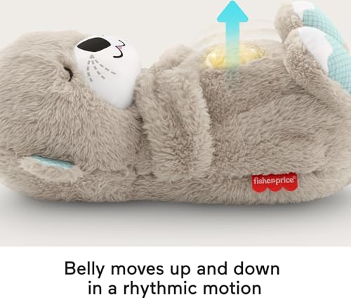 Fisher-Price Baby Toy Soothe 'n Snuggle Otter Portable Plush Sound Machine with Music Lights & Breathing Motion for Newborns 0+ Months