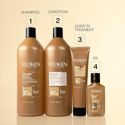 Redken All Soft Conditioner | Moisturizes and Deeply Hydrates| Softens, Smooths, and Adds Shine